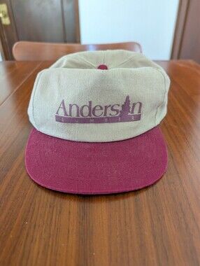 Anderson Lumber Two Tone Beige and Burgundy Cap Hat Pre Owned